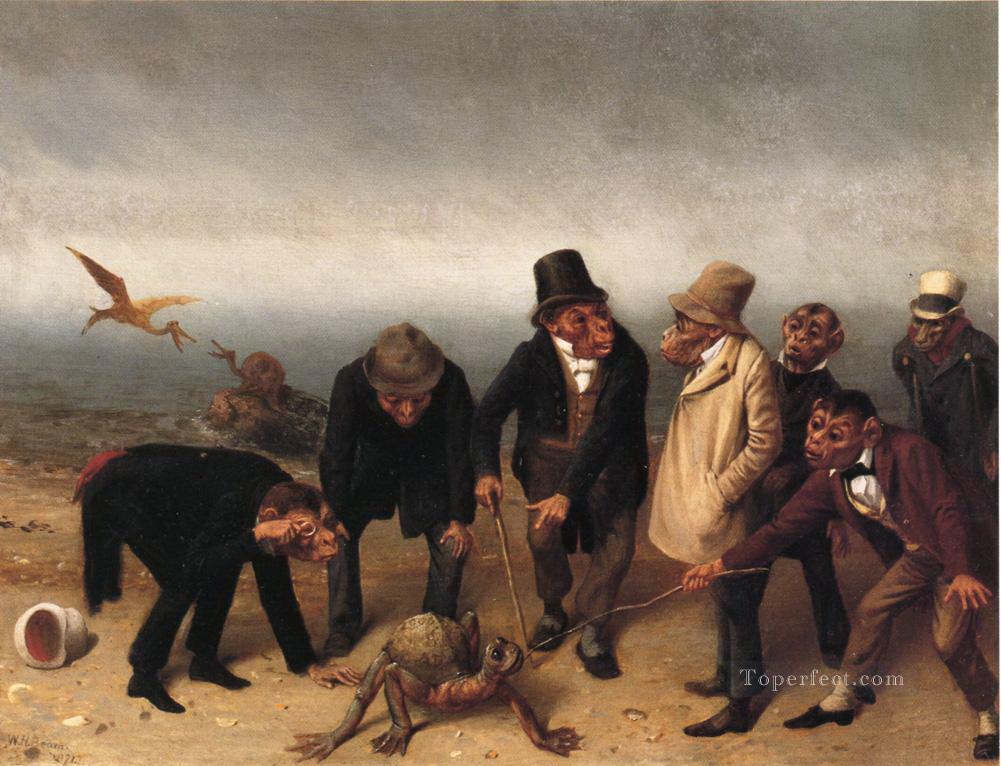 アダム・ウィリアム・ホルブルック・ビアードのふざけたユーモアのペットの発見油絵